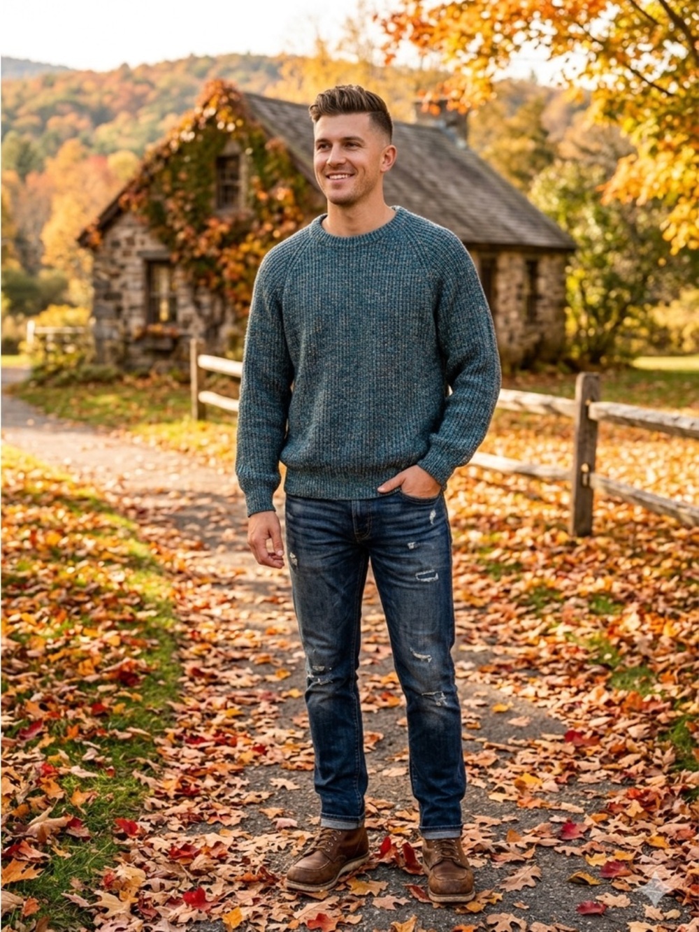 Oakton LTD Men’s Crewneck Pull Over Marled Sweater, Men’s Sz L